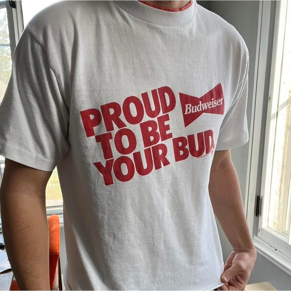 "PROUD TO BE YOUR BUD" Vintage Budweiser shirt White and Red Men's Large